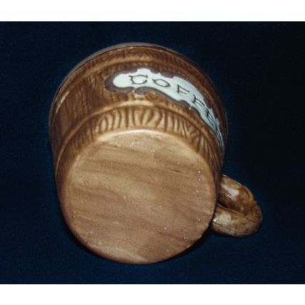 Wooden look brown 3 ¼” coffee cup ceramic nice condition