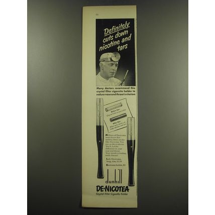 1949 Dunhill De-Nicotea Cigarette Holder Ad - Definitely cuts down nicotine