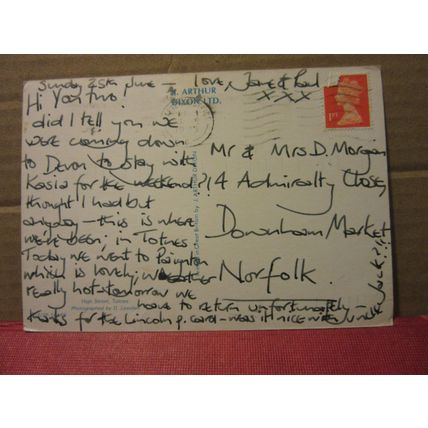 HIGH STREET, TOTNES, DEVON used postcard J. Arthur Dixon 1995 pm =