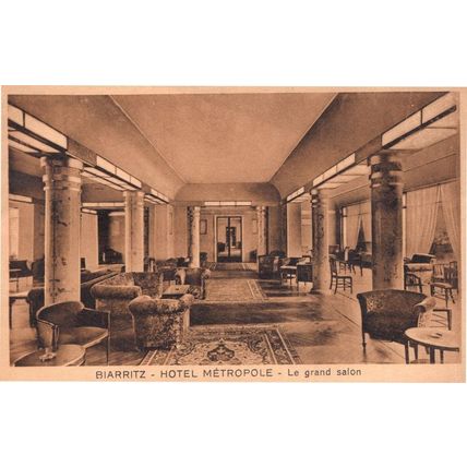 Le Grand Salon Biarritz Hotel Metropole France Old Postcard