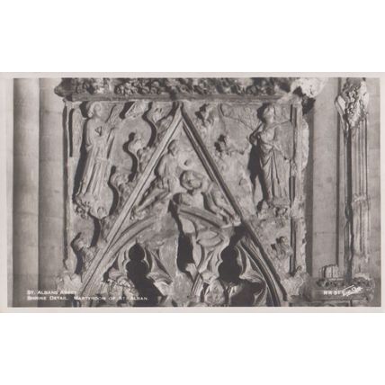 Martyrdom Shrine Detail of St Albans Abbey Herts Antique Postcard