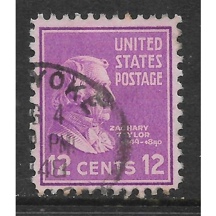 USA 1938 PRESIDENTIAL SERIES 12c MAUVE ZACHARY TAYLOR SG813 FINE USED#