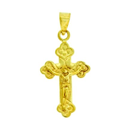 Cross Jesus Crucifix Religious Real 14k Yellow Gold Pendant Charm 34 x16x2.4mm