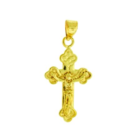 Cross Jesus Crucifix Religious Real 14k Yellow Gold Pendant Charm 34 x16x2.4mm