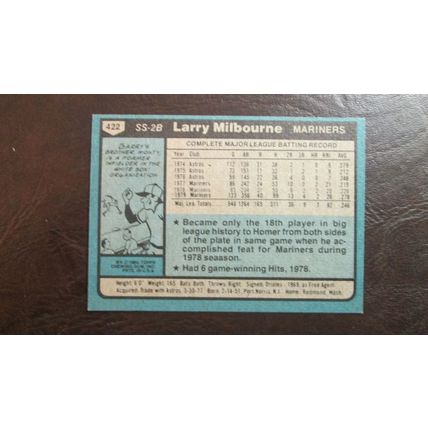 1980 Topps Larry Milbourne Seattle Mariners Card #422