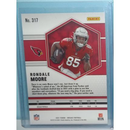 2021 Panini Mosaic RONDALE MOORE (Arizona Cardinals) Rookie Card #317