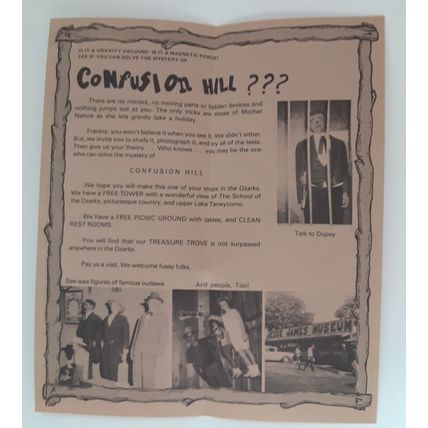 50's Jesse James Museum Confusion Hill Brochure Branson Mo. Missouri Mid-Century