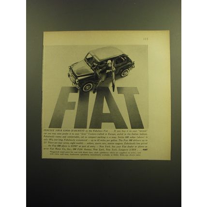 1958 Fiat Series 600 Sedan Car Ad - Indulge your good judgment