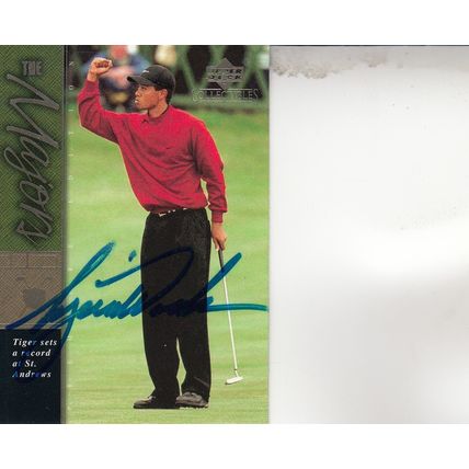 TIGER WOODS ROOKIE THE MAJORS 2001 AUTOGRAPHED PGA GOLF TOUR HOF WORLD CHAMPION