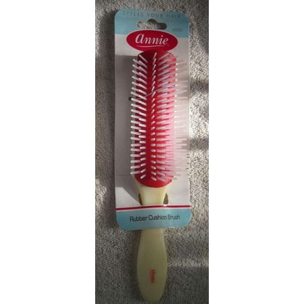 Annie Flare Rubber Cushion Base Hair Brush Stiff Plastic Bristles Denman Wig