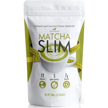 Matcha Slim Té verde 3.53 onzas 1 paquete | Mezcla de bebida energética en polvo