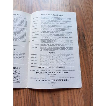 1960/61 Birmingham City vs Ujpesti Dozsa - Inter Cities Fairs Cup. 19/10/60
