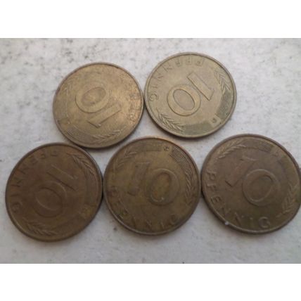 Germany - 25 differently dated - 10 pfennig coins