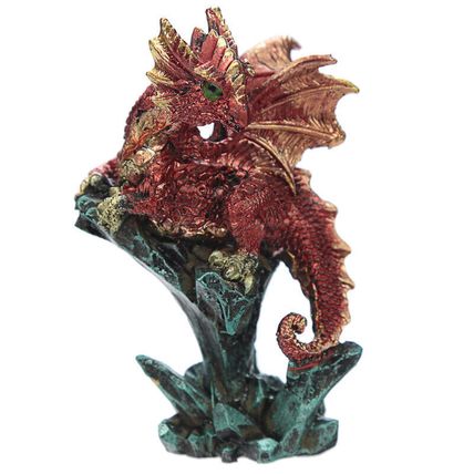 Mini Rock Crystal Enchanted Nightmare Dragon Figurine Statue Blue Red