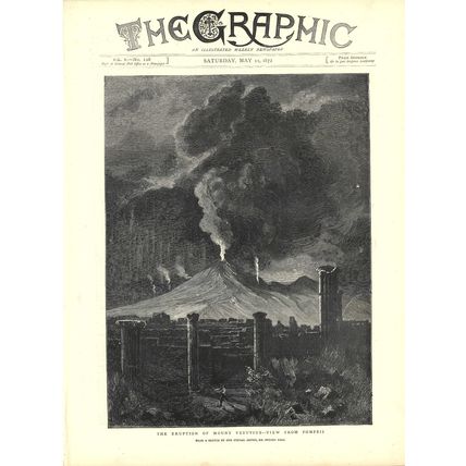 ERUPTION OF MOUNT VESUVIUS 1872 Sydney Prior Hall - Pompeii VICTORIAN ENGRAVING
