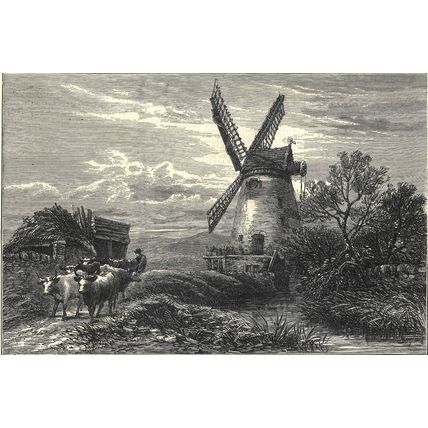 OLD MILL AT TY CROSS, NORTH WALES 1872 James Orrock VICTORIAN ENGRAVING