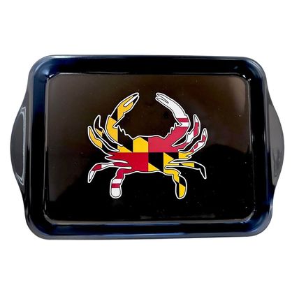 Maryland Flag Crab Black Metal Rolling Tray