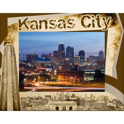 Kansas City Laser Engraved Wood Picture Frame Landscape (3 x 5)