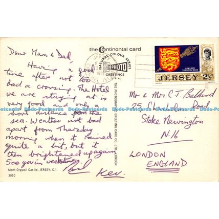 D022593 Mont Orgueil Castle. Jersey. The Photographic Greeting Card. 1971. The C
