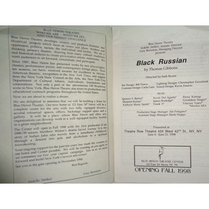 BLACK RUSSIAN - PROGRAM - JUNE 1998 - BLUE HERON THEATRE,