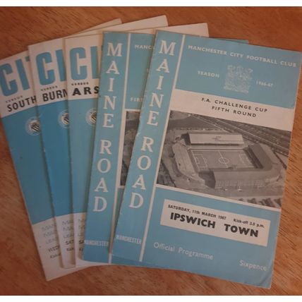X 5 Manchester City Vintage 1960's Football Programmes.
