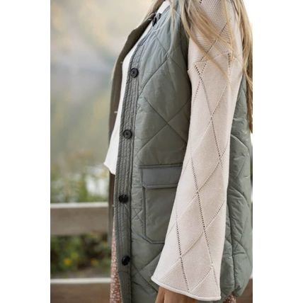 Grass Green Quilted Long Vest Jacket with Pockets