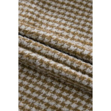 Khaki Houndstooth Color Contrast Textured Patchwork Loose Shacket
