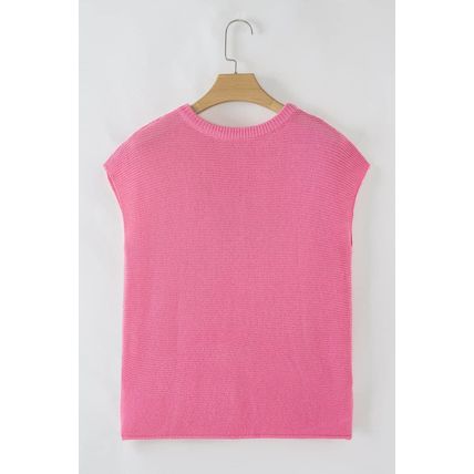 Sachet Pink Solid Color Sweater Tee with Side Slits