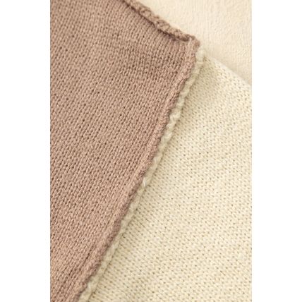 Pale Chestnut Color Block Turtle Neck Drop Shoulder Knit Sweater