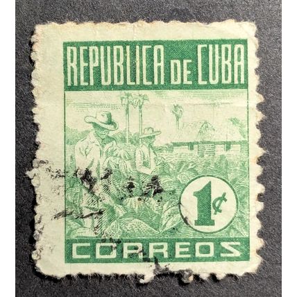 STAMP Cuba SG511 1948 1c Tobacco Pickers Used