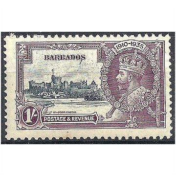 Barbados 1935 SG244 1/- Slate & Purple Silver Jubilee Mounted Mint ..