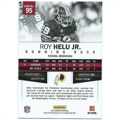 2012 Panini Absolute - #95 - Roy Helu Jr.