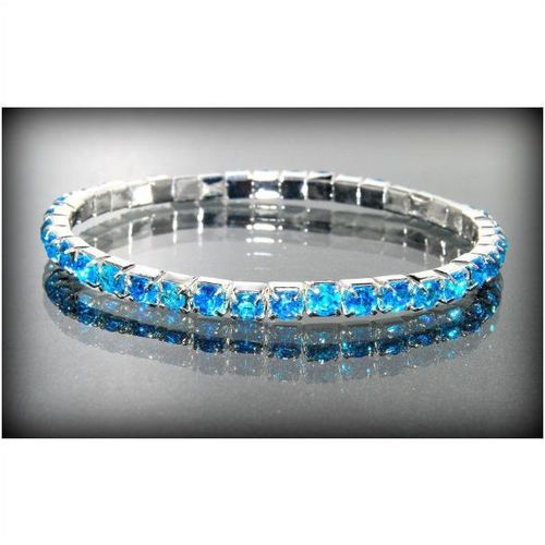 1 Row Wedding Party Blue Rhinestone Stretch Bangle Bracelet Jewellery 1343