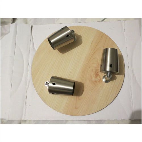 Brushed Chrome And Wood Effect 3 Light Plate Halogen Spot Model 70172250