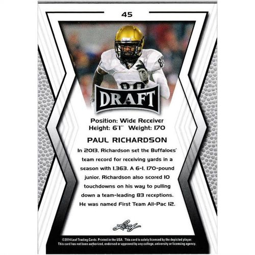 2014 Leaf Draft 45 Paul Richardson Seattle Seahawks
