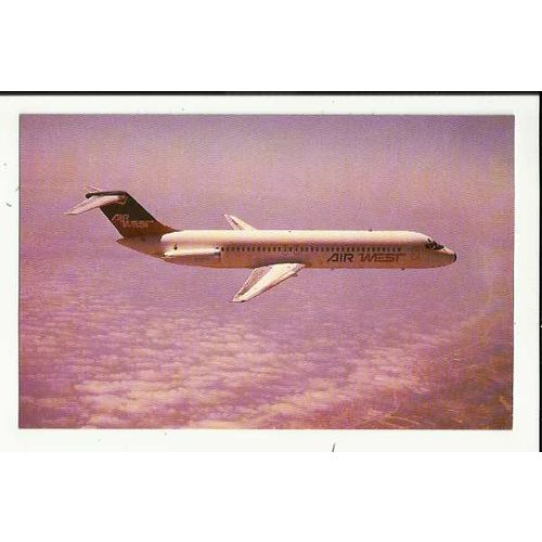 Aviation AIR WEST DC-9-31 Postcard by Mary Jayne (MJ354)