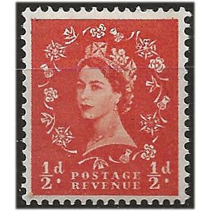 1958 SG587 1/2d Orange Red GRAPHITE LIned Wilding Light Mounted Mint..