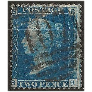 1858 SG47 2d Blue Plate 15 Good/Fine Used Check Letters "BB"