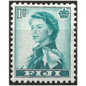 Fiji 1954 SG281 1d Turquoise-Blue Mounted Mint . ..