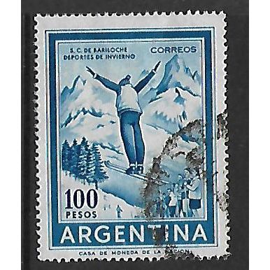 ARGENTINA REP 1959 1000p BLUE SKI JUMPER SG1290 FINE USED#2