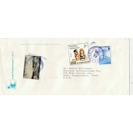 Dominican Republic 1983 Santo Domingo-York USA Air Mail Cover typed VGC