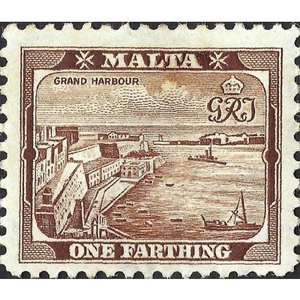 MALTA, Grand Harbour Valleta, brown 1938, ¼d, #3