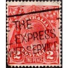 Australia 1922 Pre-Decimal 2d Value. George V. Bright Rose Scarlet. Fine Used