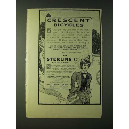 1900 Crescent Bicycles Ad - Woman Cyclist