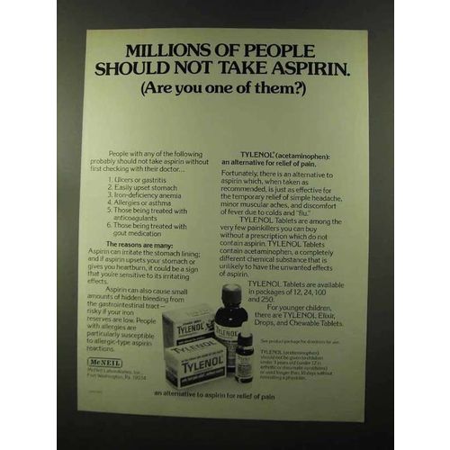 1973 McNeil Tylenol Ad - Millions of People Should Not