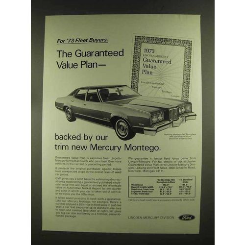 1973 Mercury Montego MX Brougham Ad - Value Plan