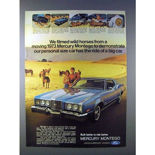 1973 Mercury Montego Car Ad - Wild Horses