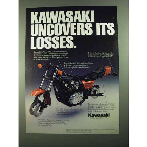 1981 Kawasaki KZ1000 Motorcycle Ad - Uncovers Losses