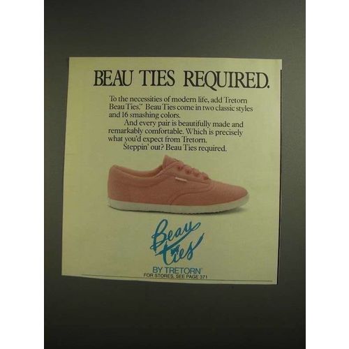1984 Tretorn Beau Ties Shoes Ad - Beau Ties Required