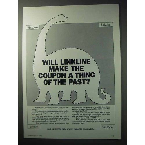 1986 British Telecom Ad - Linkline Make Coupon The Past